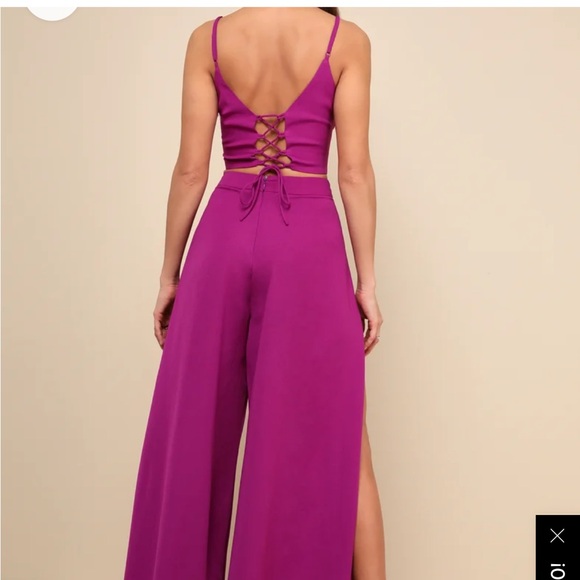 Lulus out-tonight two piece jumpsuit magenta - Picture 3 of 6